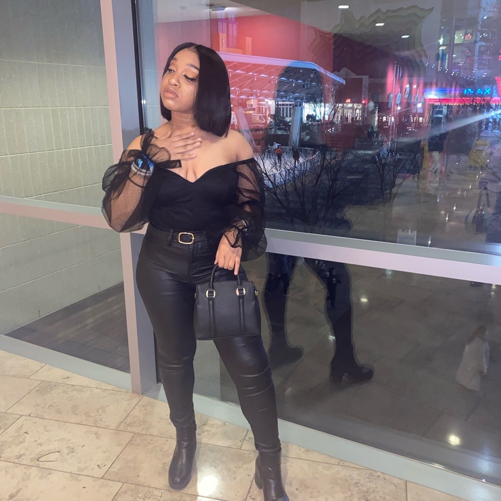 Black Chiffon Top with Mesh